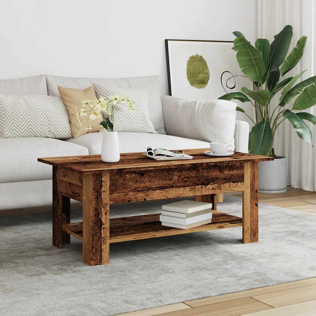 Table basse aspect bois de récupération 102x55x42 cm en bois