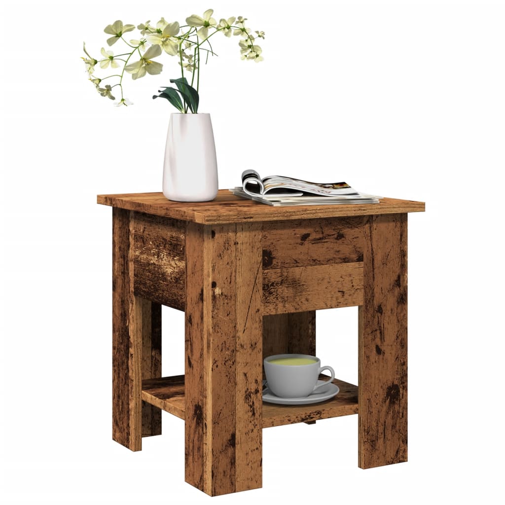 Table basse aspect bois récupéré 40x40x42 cm matériau bois
