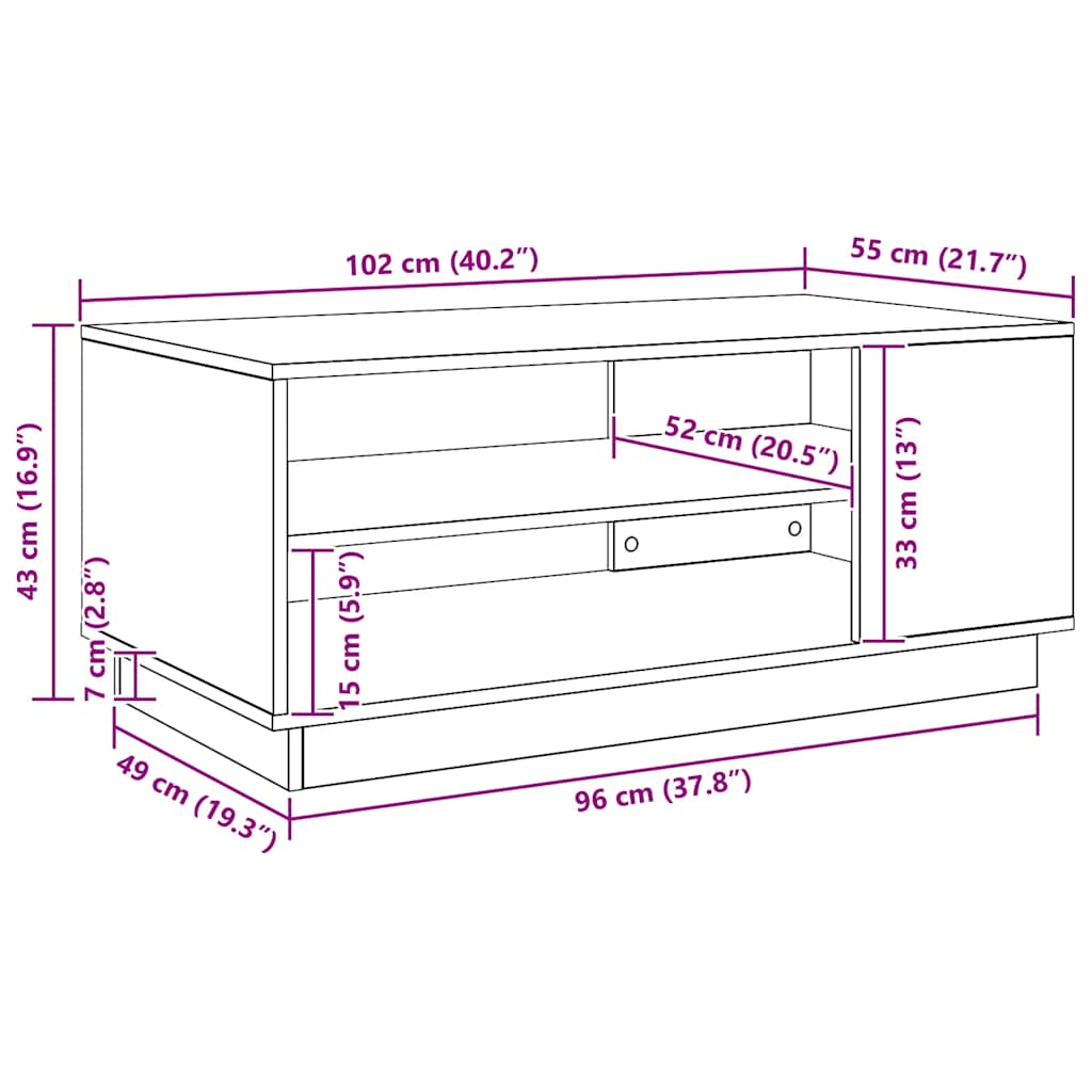 Couchtisch Artisan-Eiche 102x55x43 cm Holzwerkstoff