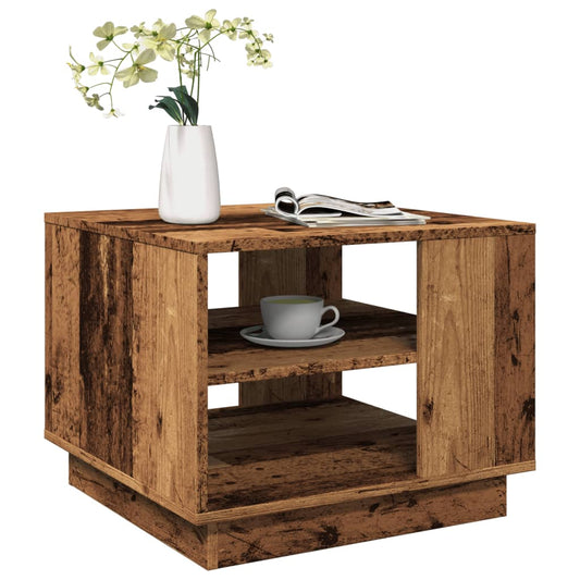 Table basse aspect bois récupéré 55x55x42 cm matériau bois