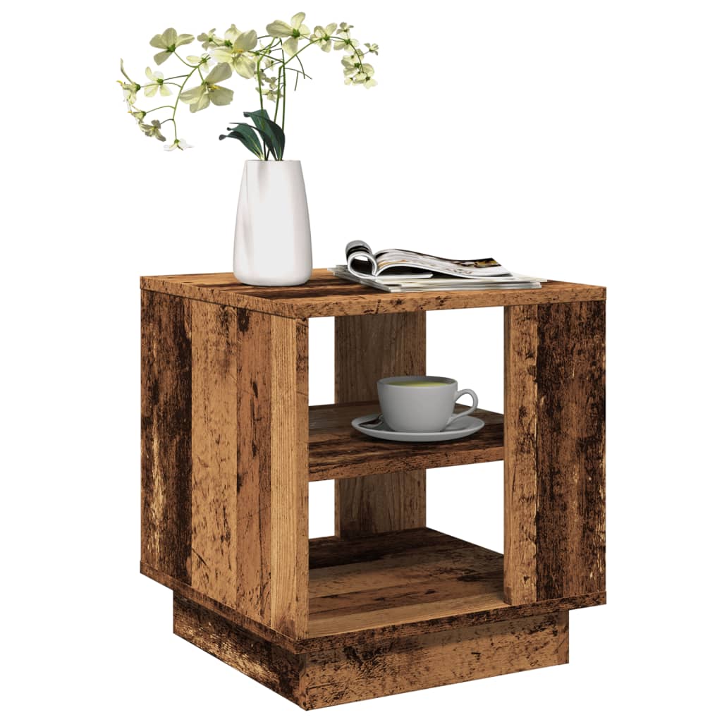 Table basse aspect bois récupéré 40x40x43 cm matériau bois