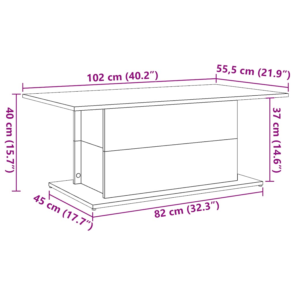 Table basse aspect bois récupéré 102x55,5x40 cm matériau bois