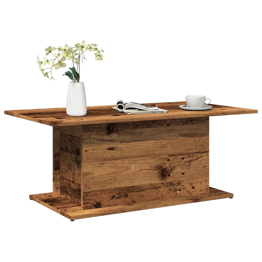 Table basse aspect bois récupéré 102x55,5x40 cm matériau bois