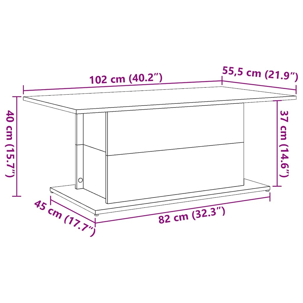 Table basse Artisan en chêne 102x55,5x40 cm matériau bois