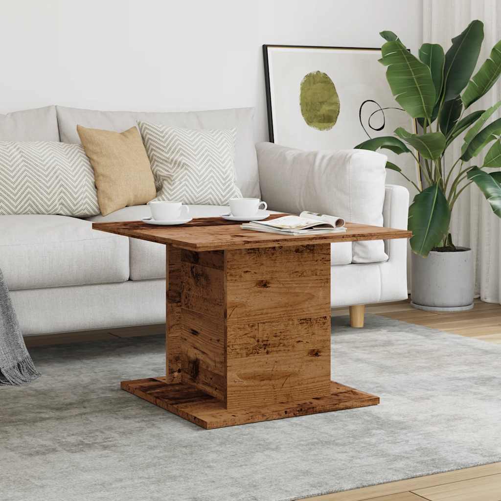 Table basse aspect bois récupéré 55,5x55,5x40 cm matériau bois