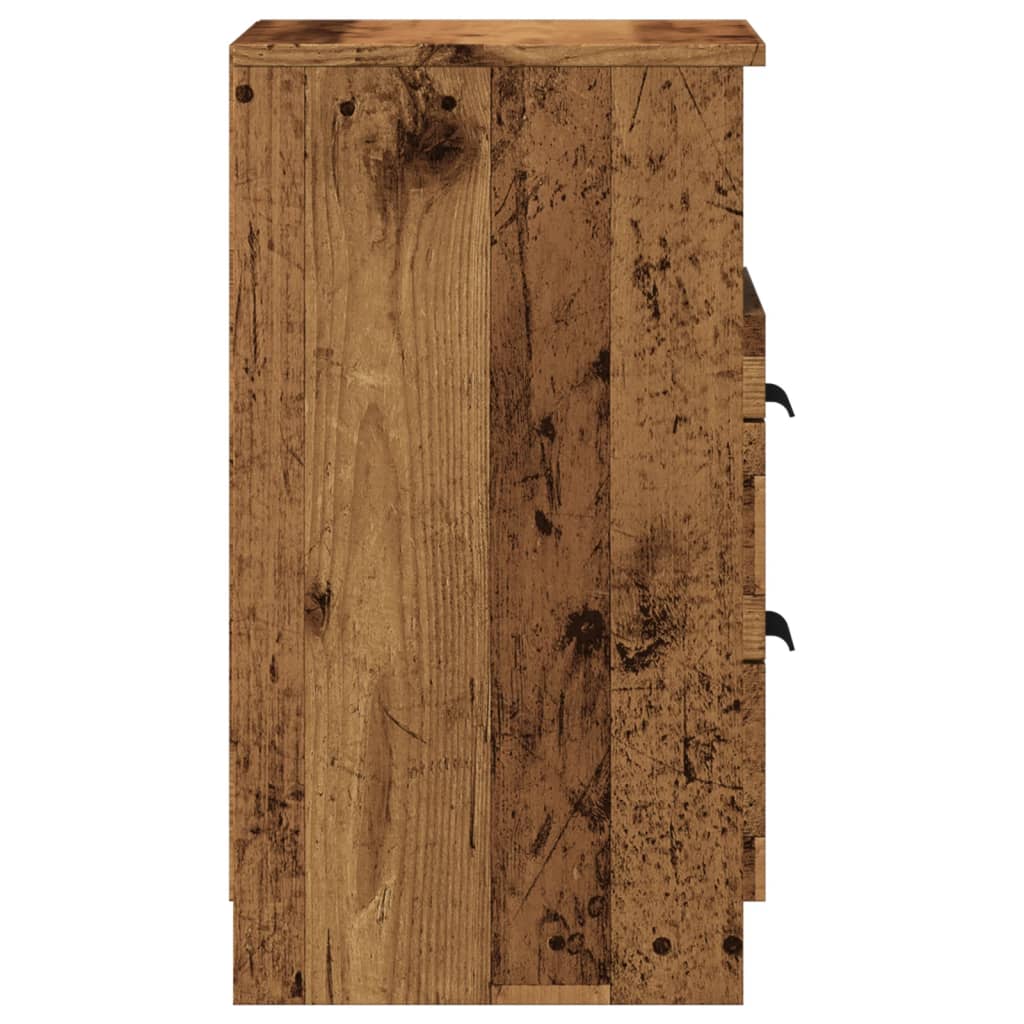 Table de chevet aspect bois de récupération 40x36x65 cm en bois