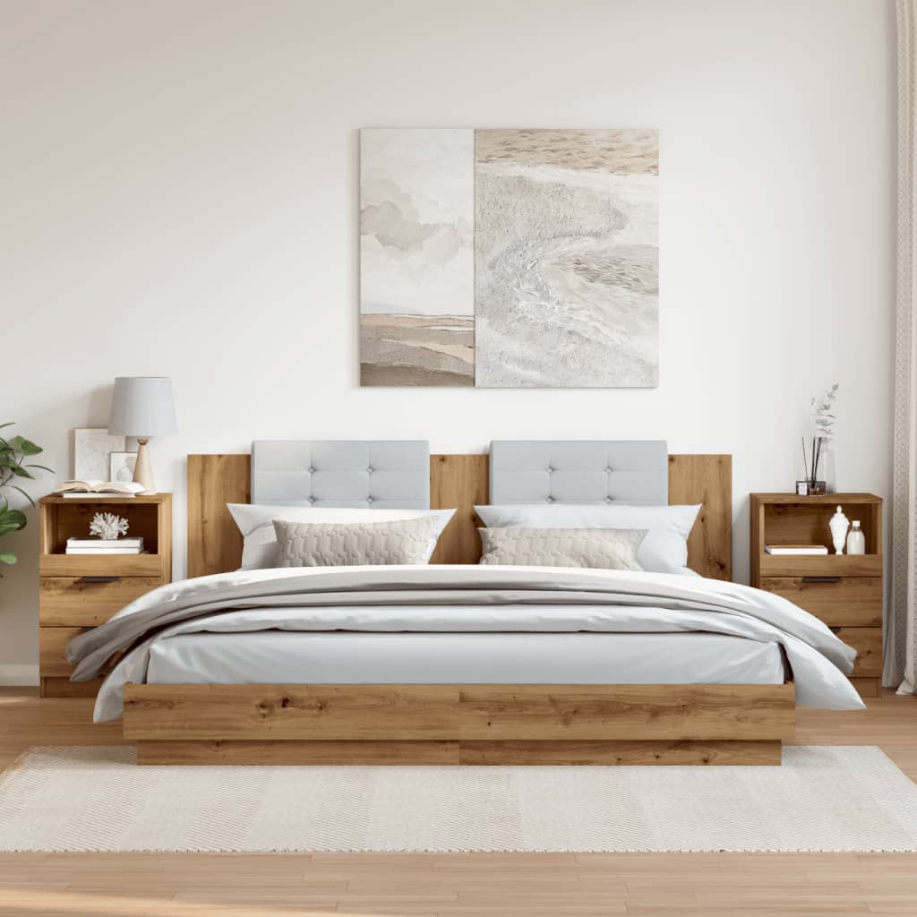 Bedside tables 2 pcs. Artisan oak 40x36x65 cm wood material