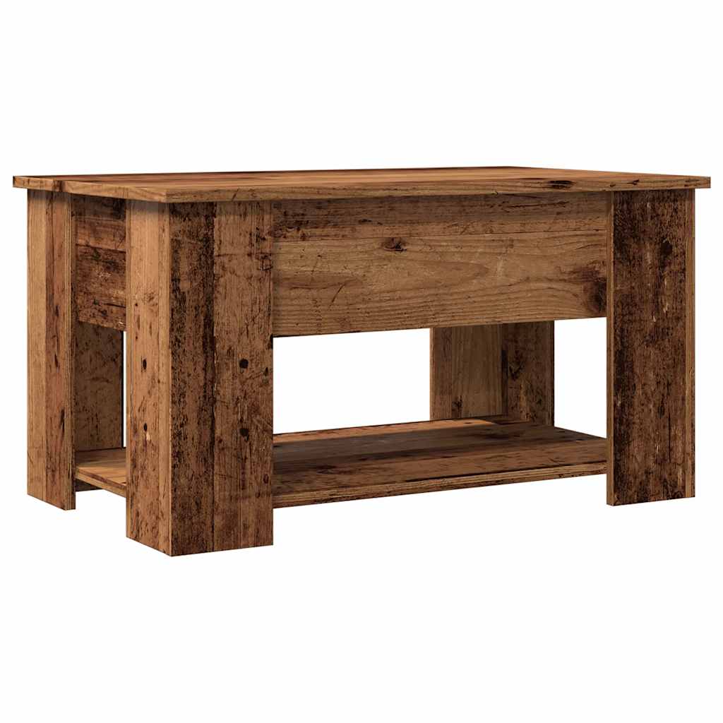 Table basse aspect bois récupéré 79x49x41 cm matériau bois
