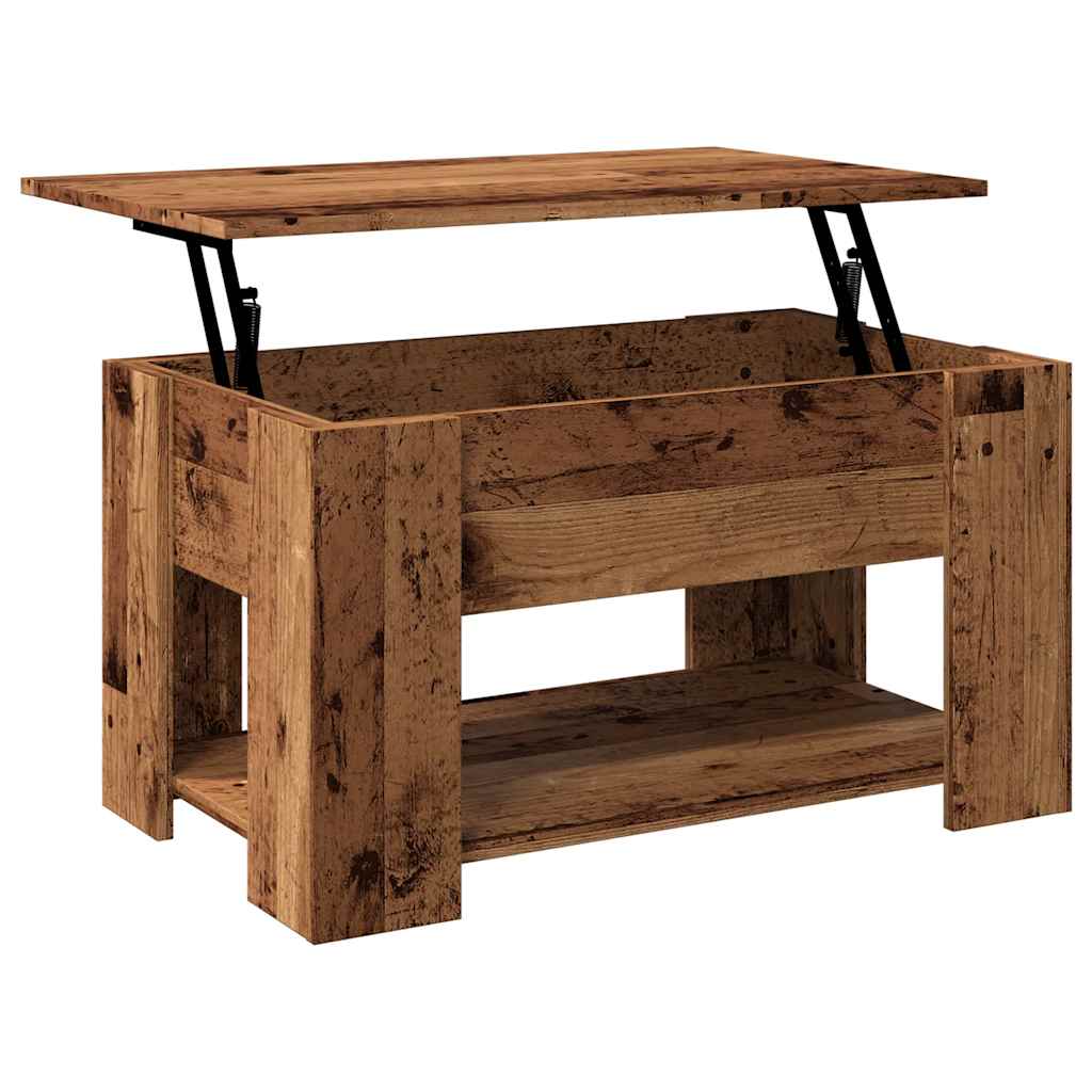 Table basse aspect bois récupéré 79x49x41 cm matériau bois