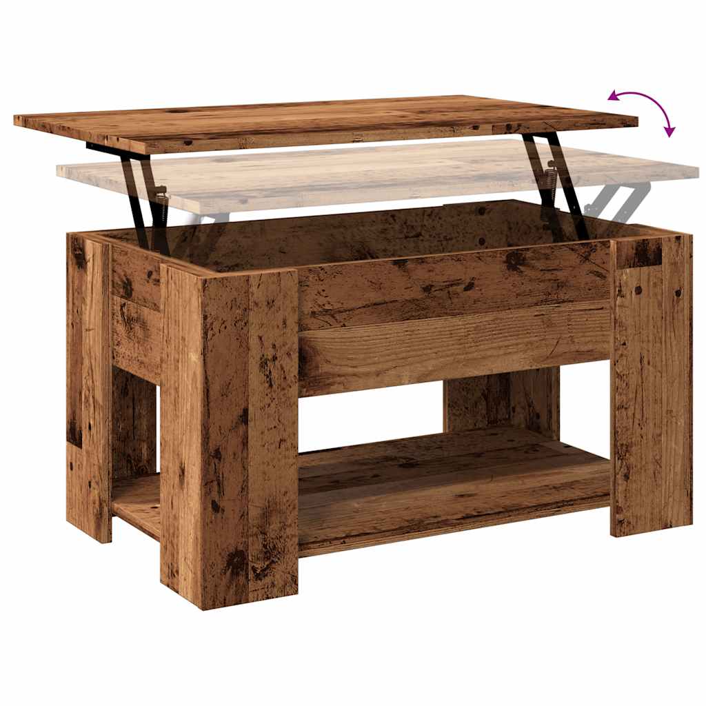 Table basse aspect bois récupéré 79x49x41 cm matériau bois