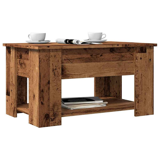 Table basse aspect bois récupéré 79x49x41 cm matériau bois