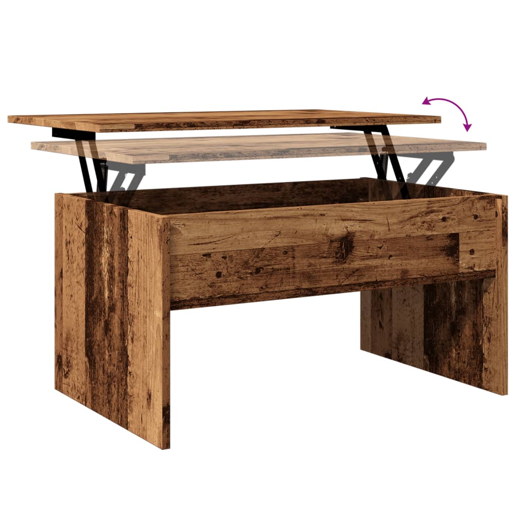 Table basse aspect bois de récupération 80x50,5x41,5 cm en bois