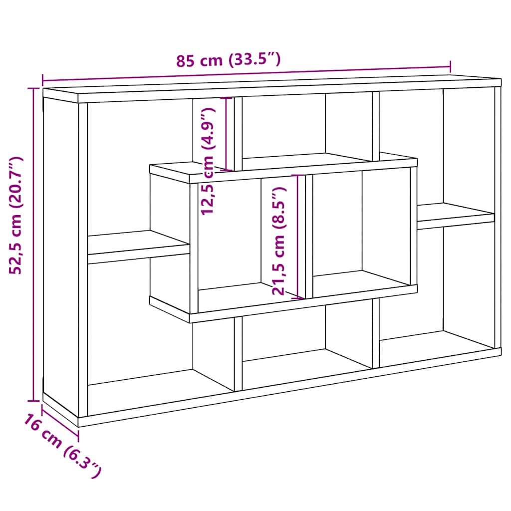 Wall shelf Artisan oak 85x16x52.5 cm wood material