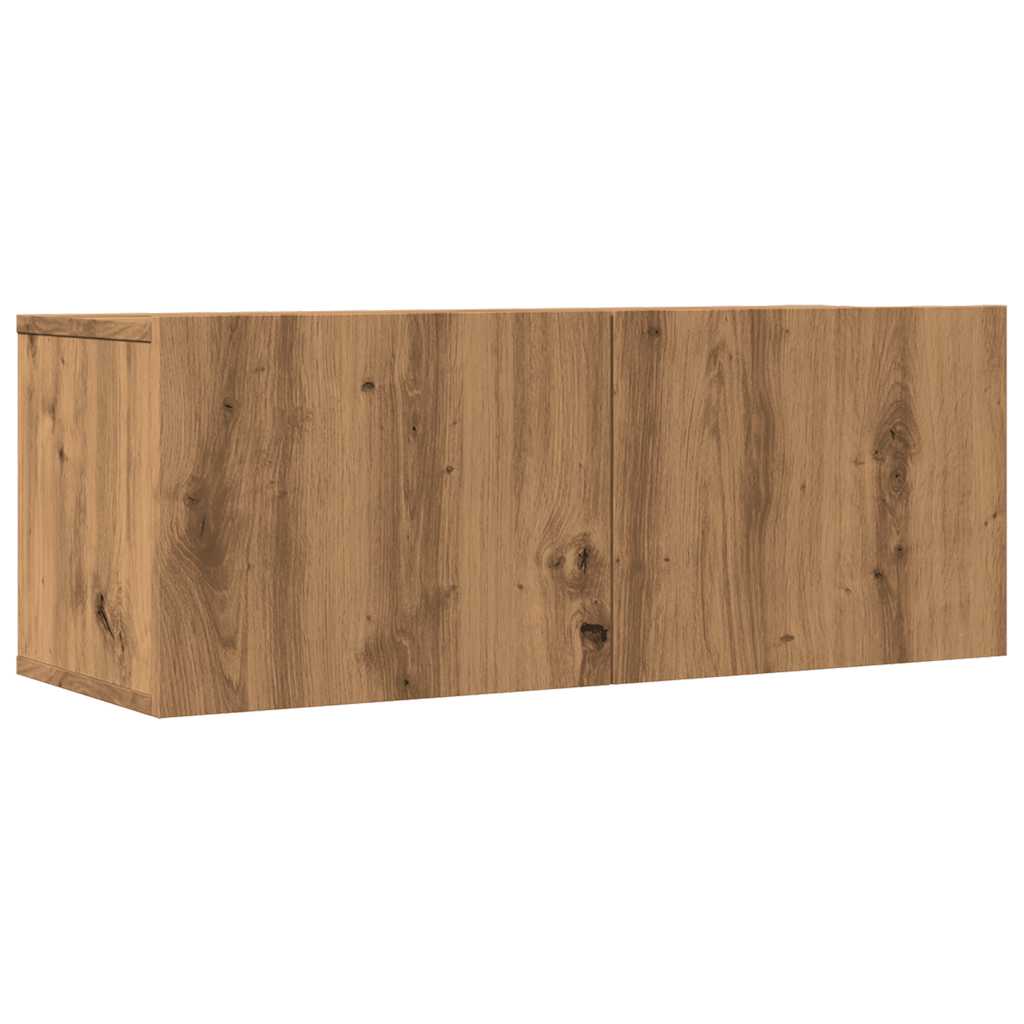 Meubles TV muraux, lot de 2, chêne artisanal, 80 x 30 x 30 cm