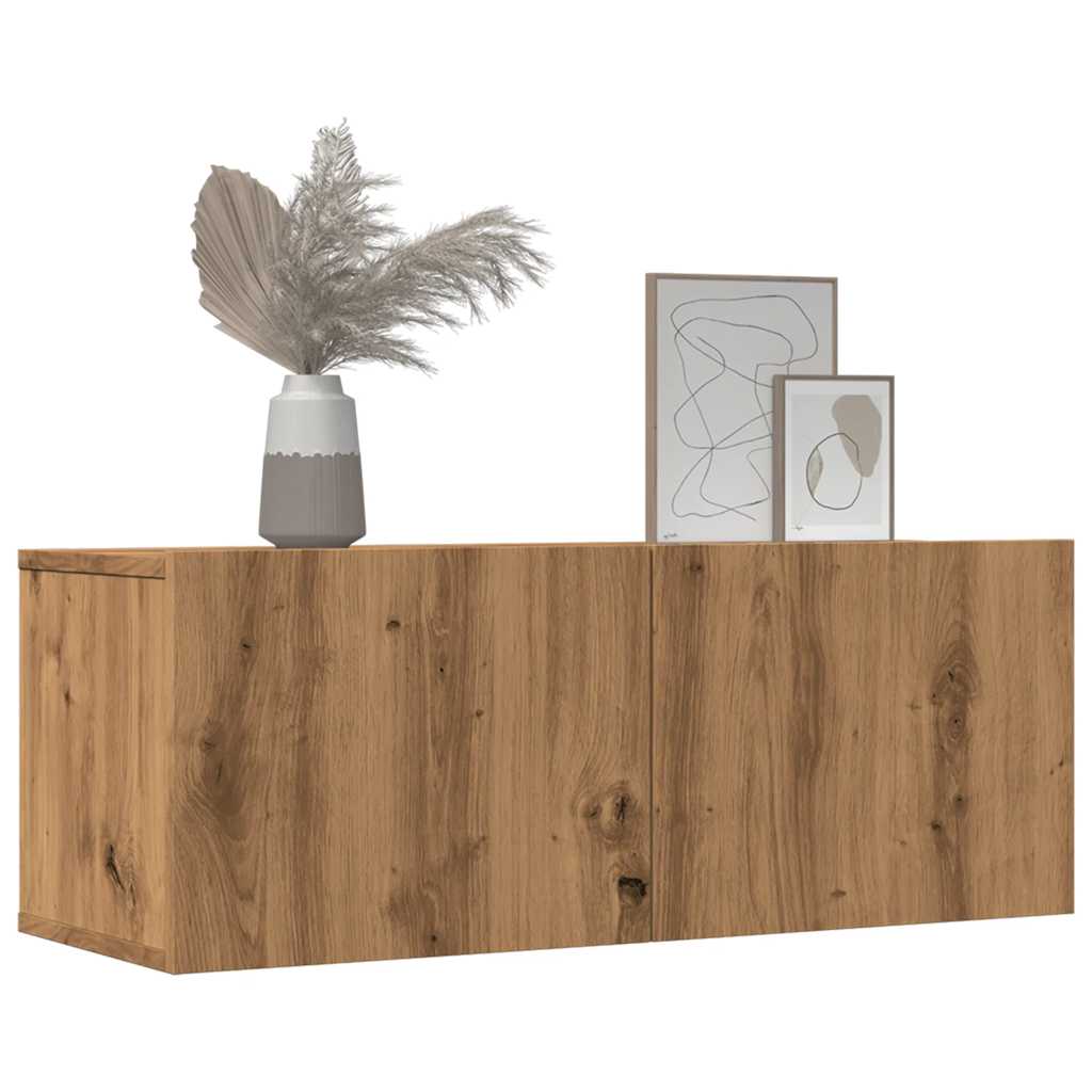 Meubles TV muraux, lot de 2, chêne artisanal, 80 x 30 x 30 cm