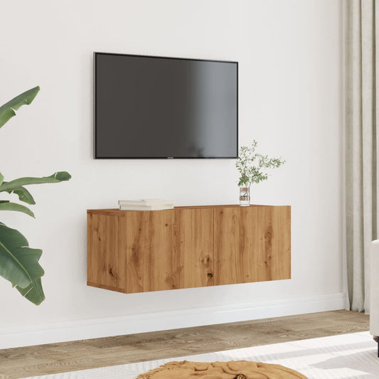 Meubles TV muraux, lot de 2, chêne artisanal, 80 x 30 x 30 cm