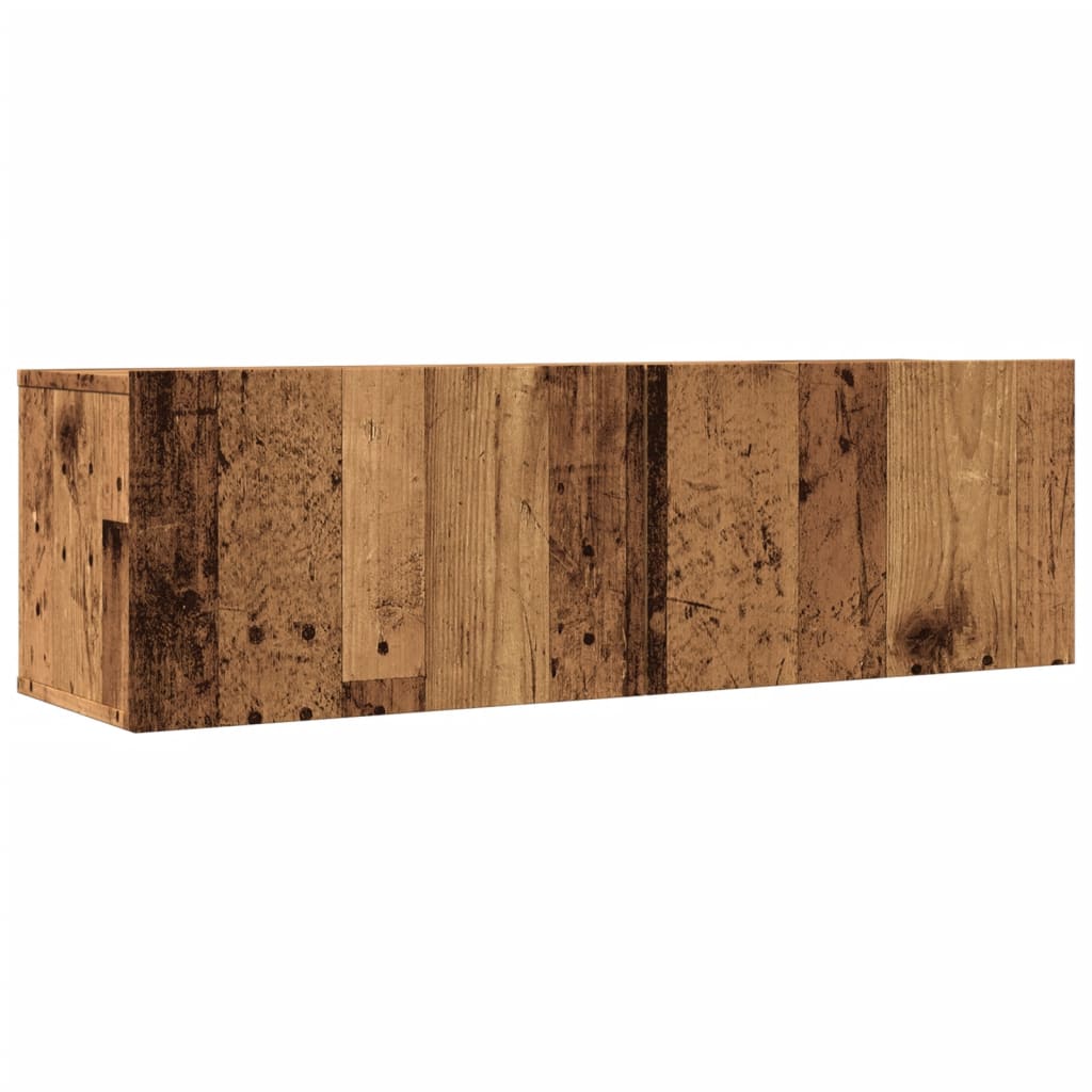 Meubles TV muraux 2 pièces aspect bois de récupération 100x30x30 cm.