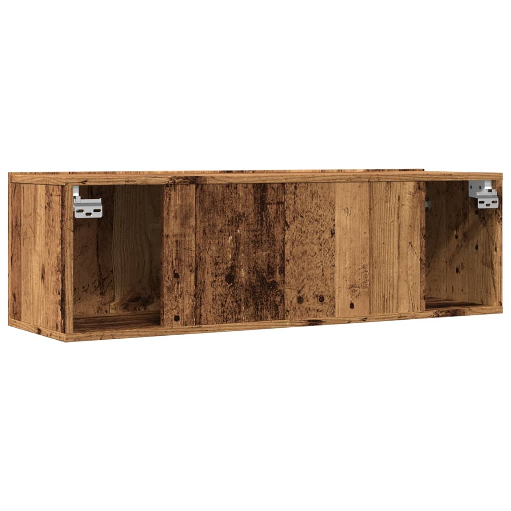 Meubles TV muraux 2 pièces aspect bois de récupération 100x30x30 cm.