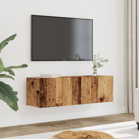 Meubles TV muraux 2 pièces aspect bois de récupération 100x30x30 cm.