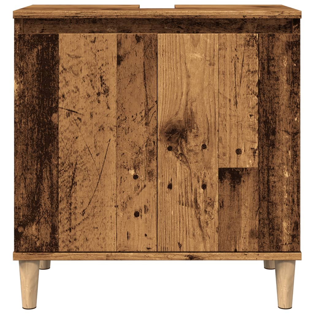 Meuble sous évier aspect bois de récupération 58x33x60 cm en matériau bois