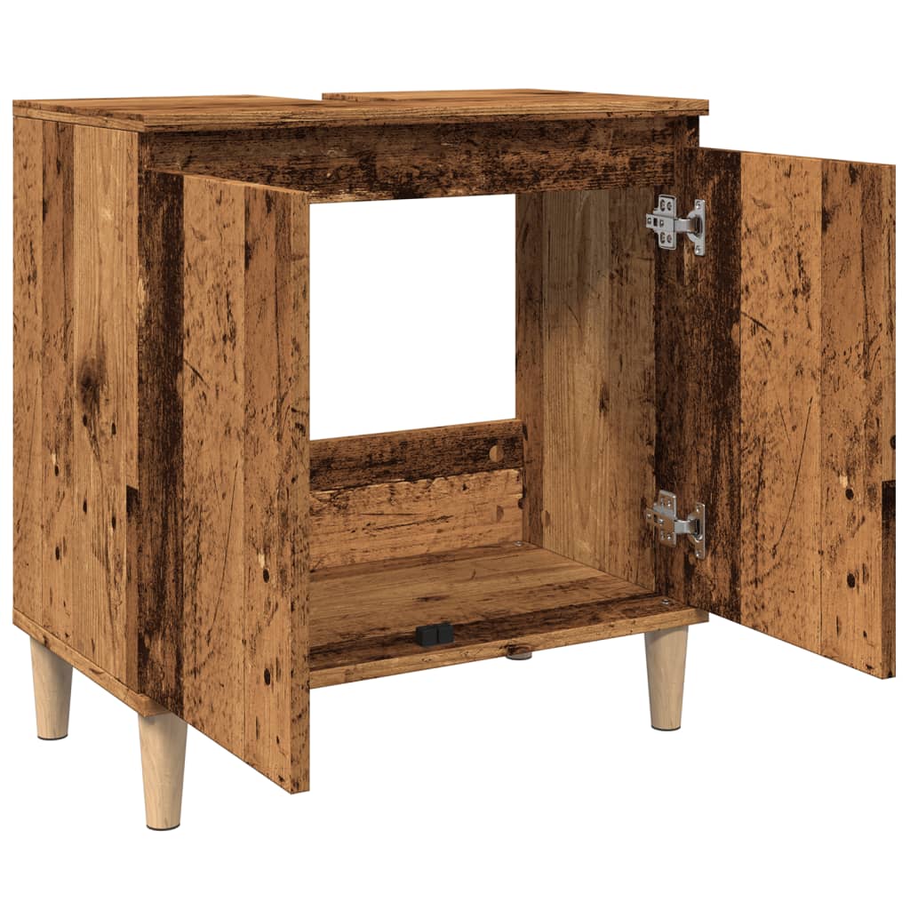 Meuble sous évier aspect bois de récupération 58x33x60 cm en matériau bois