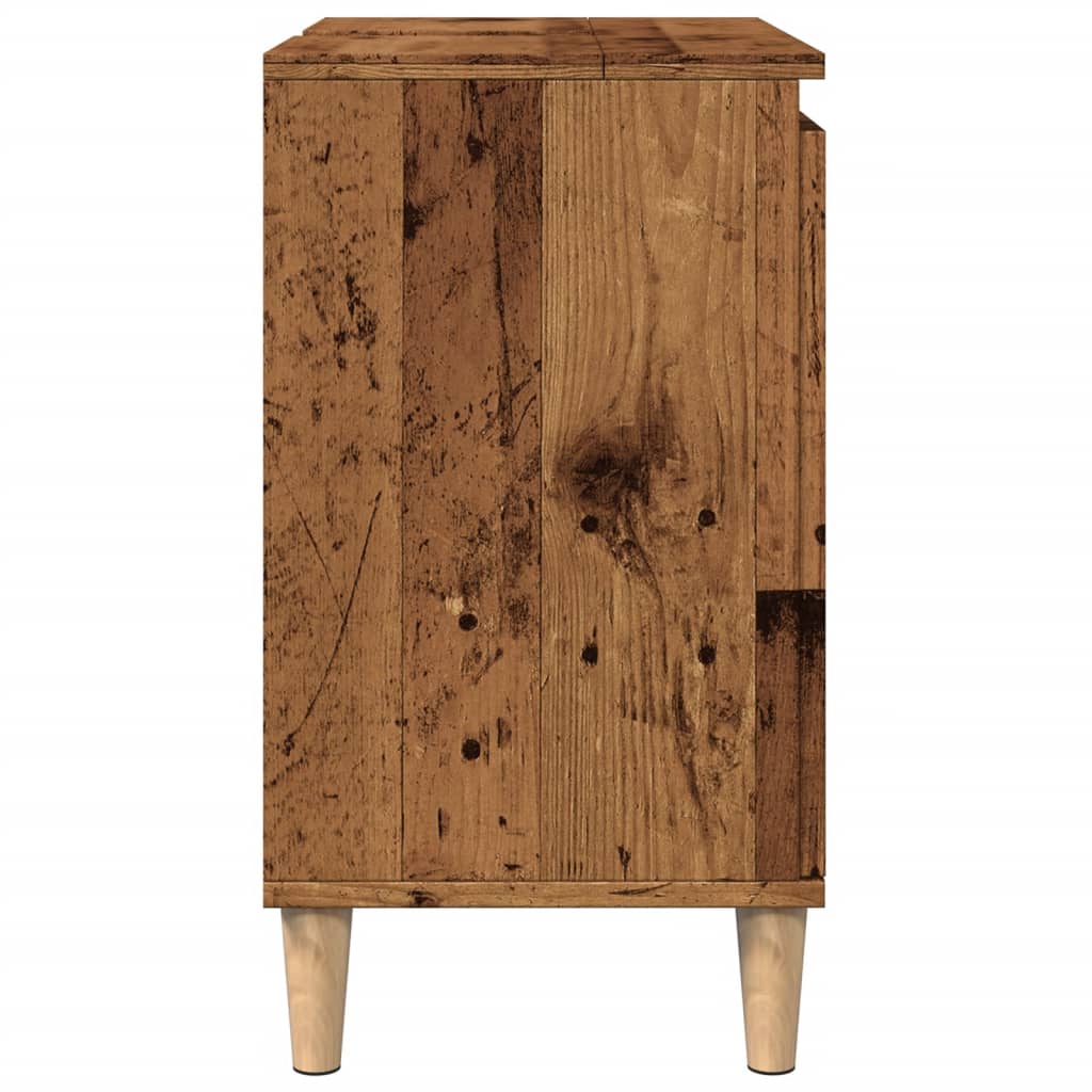 Meuble sous évier aspect bois de récupération 58x33x60 cm en matériau bois