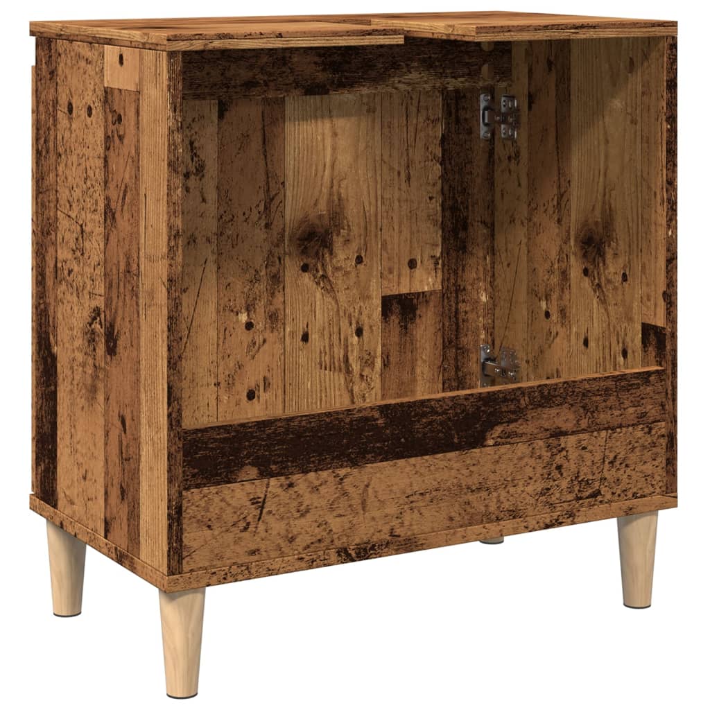 Meuble sous évier aspect bois de récupération 58x33x60 cm en matériau bois