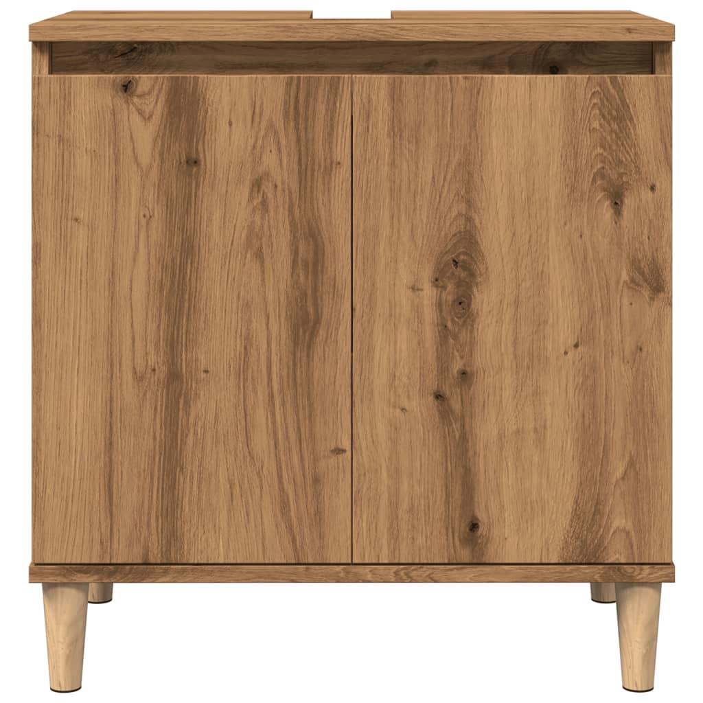 Meuble vasque artisanal en chêne 58x33x60 cm matériau bois