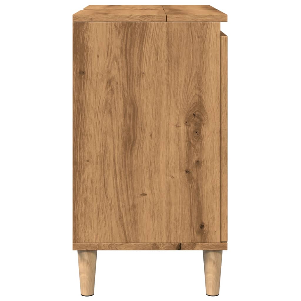 Meuble vasque artisanal en chêne 58x33x60 cm matériau bois