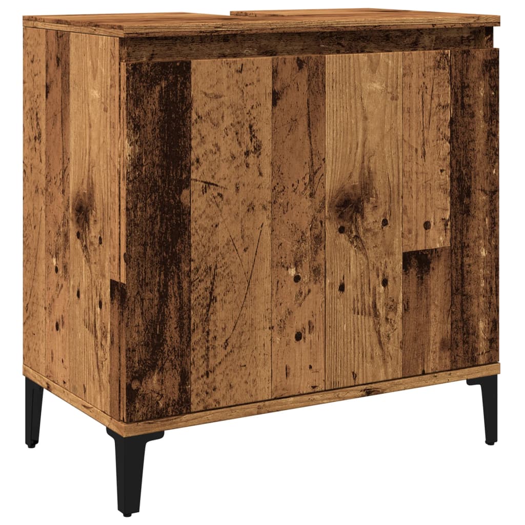 Meuble sous évier aspect bois de récupération 58x33x60 cm en matériau bois