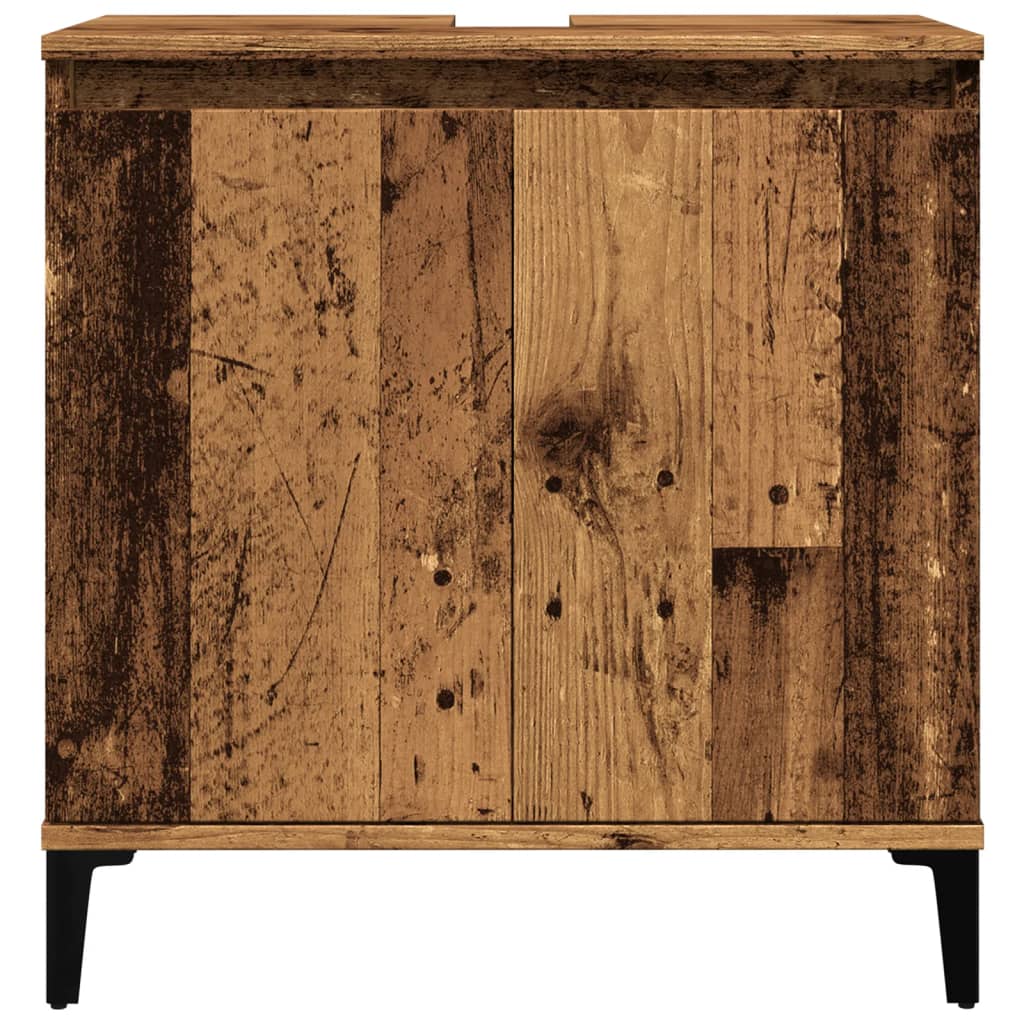 Meuble sous évier aspect bois de récupération 58x33x60 cm en matériau bois