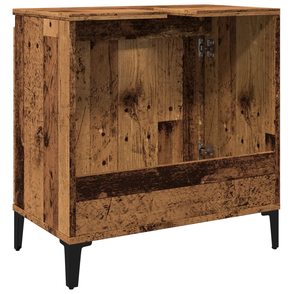 Meuble sous évier aspect bois de récupération 58x33x60 cm en matériau bois