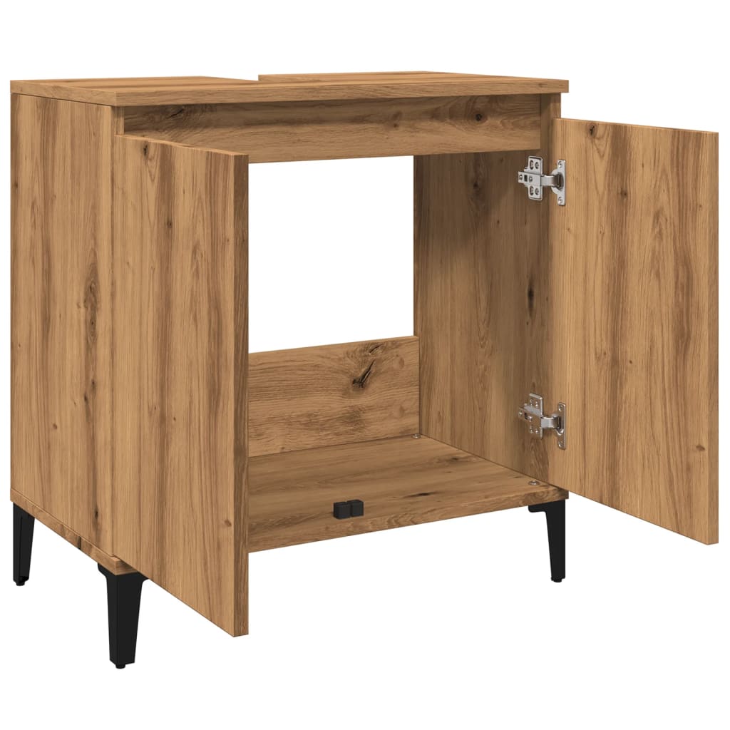 Meuble vasque artisanal en chêne 58x33x60 cm matériau bois