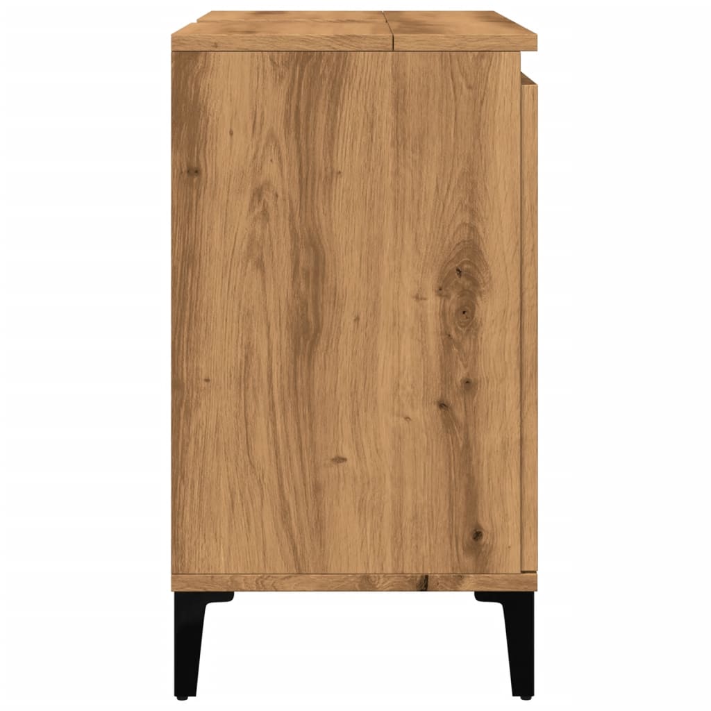 Meuble vasque artisanal en chêne 58x33x60 cm matériau bois