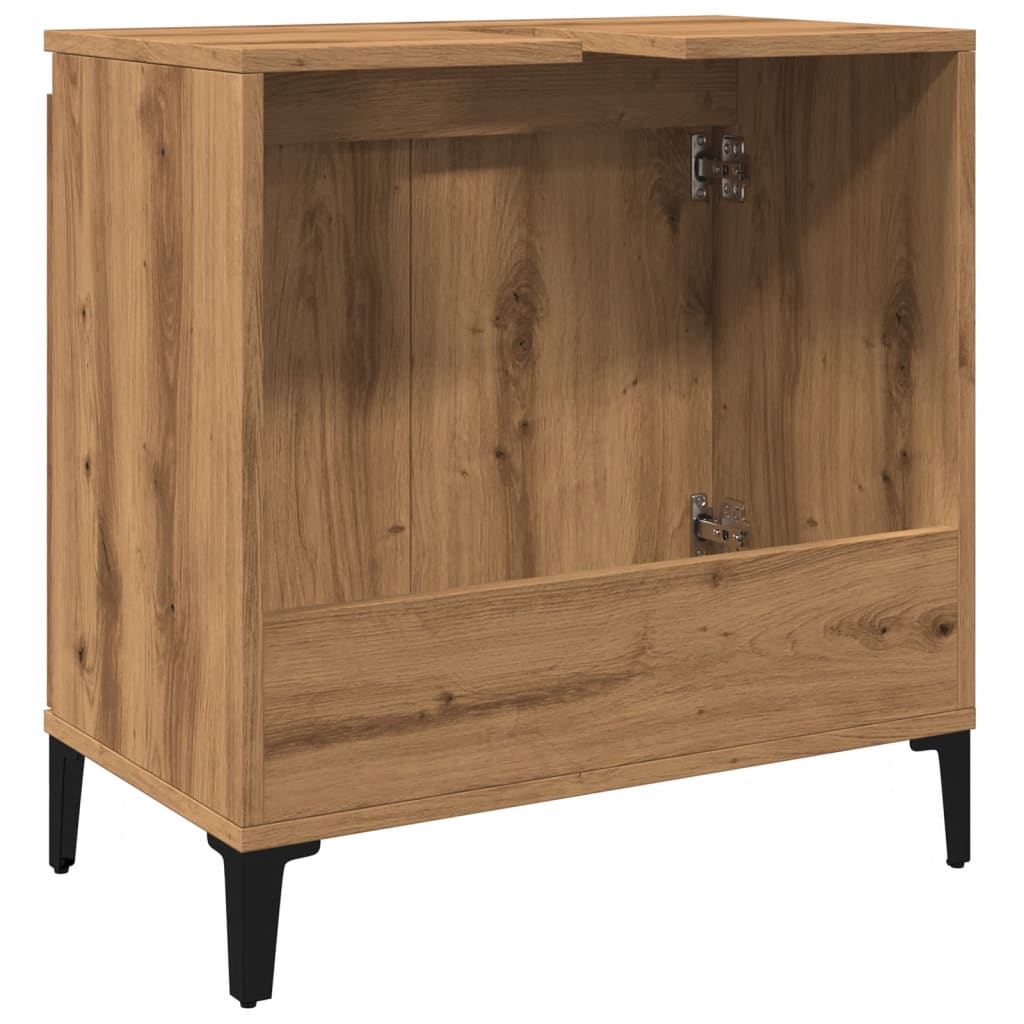 Meuble vasque artisanal en chêne 58x33x60 cm matériau bois