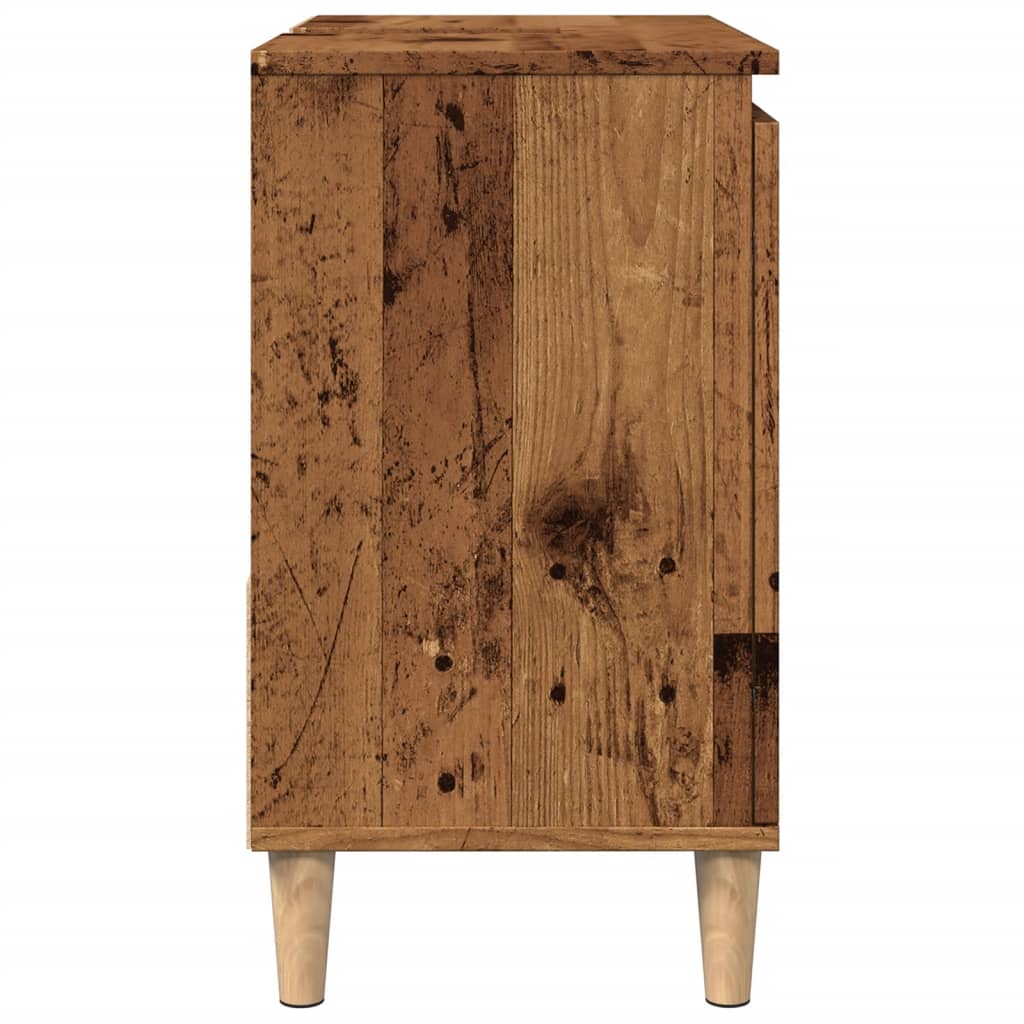 Meuble sous évier aspect bois de récupération 65x33x60 cm en matériau bois