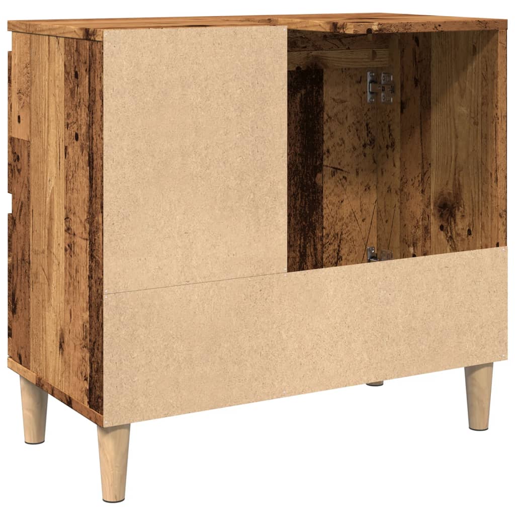 Meuble sous évier aspect bois de récupération 65x33x60 cm en matériau bois