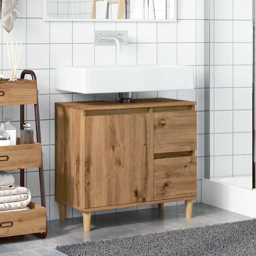 Waschbeckenunterschrank Artisan-Eiche 65x33x60 cm Holzwerkstoff