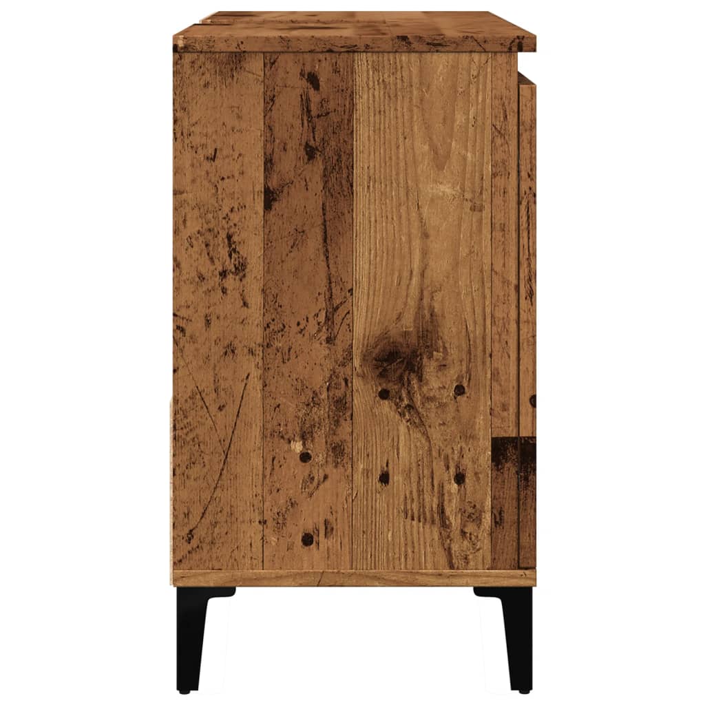 Meuble sous évier aspect bois de récupération 65x33x60 cm en matériau bois