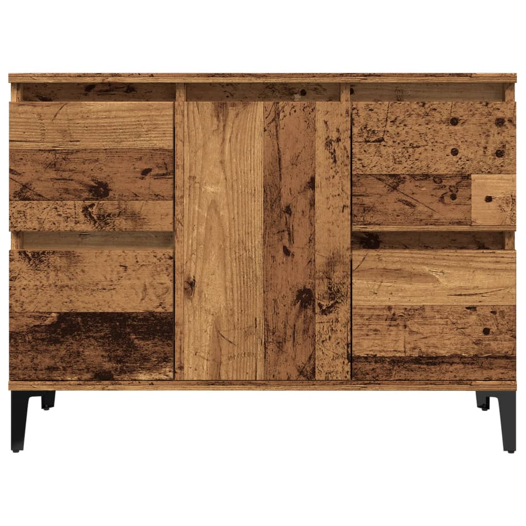 Meuble sous lavabo aspect bois de récupération 80x33x60 cm en matériau bois