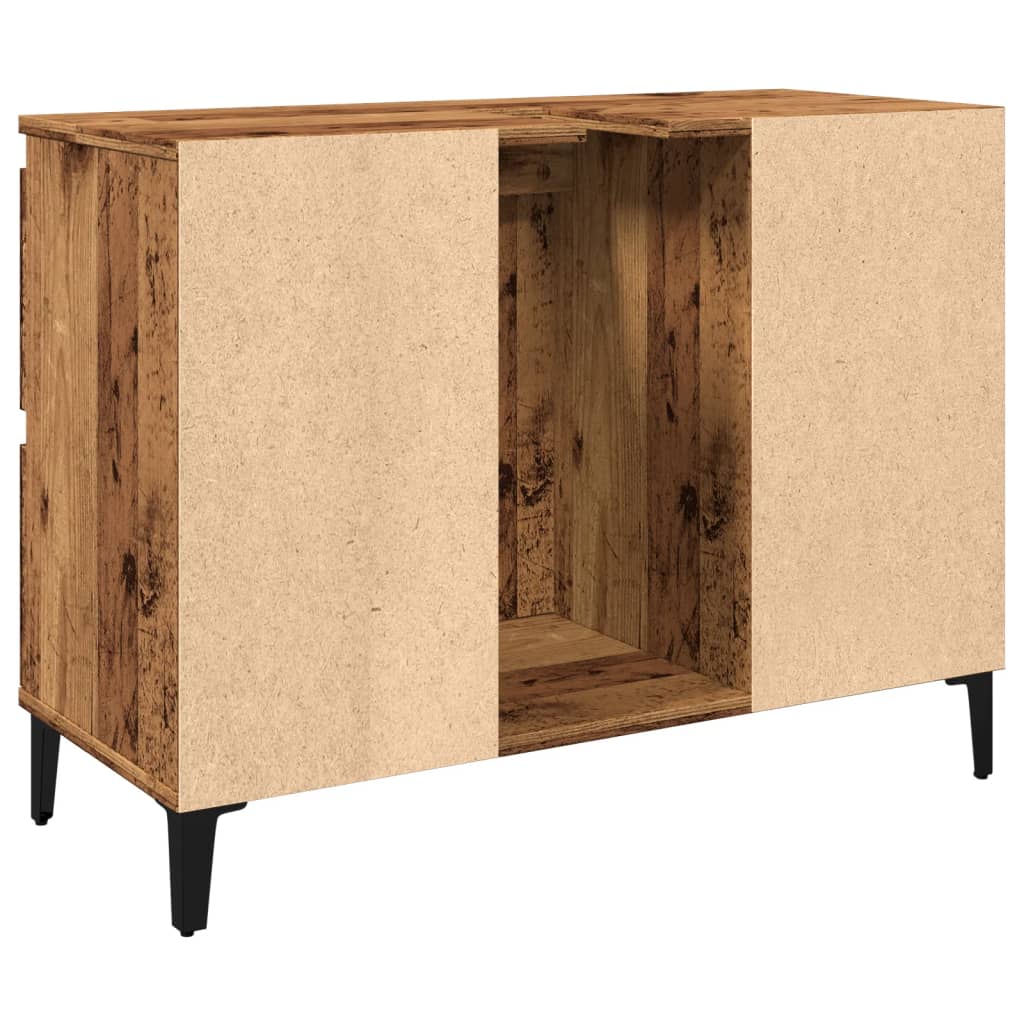 Meuble sous lavabo aspect bois de récupération 80x33x60 cm en matériau bois