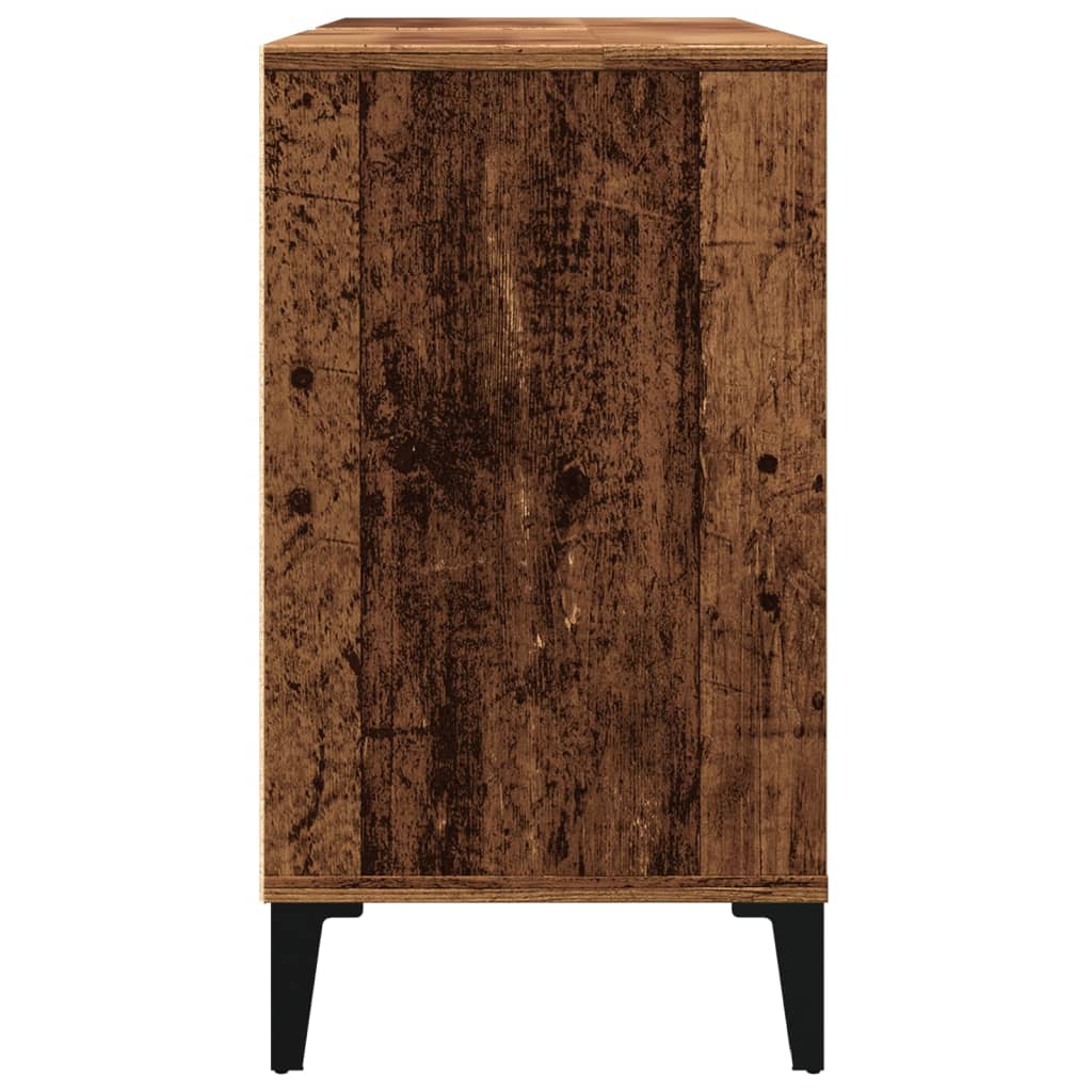 Meuble sous lavabo aspect bois de récupération 80x33x60 cm en matériau bois