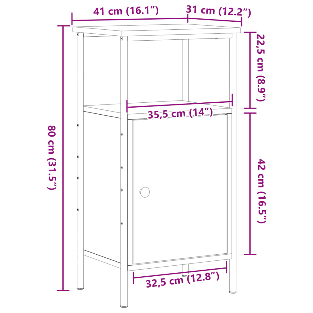 Nachttisch Artisan-Eiche 41x31x80 cm Holzwerkstoff