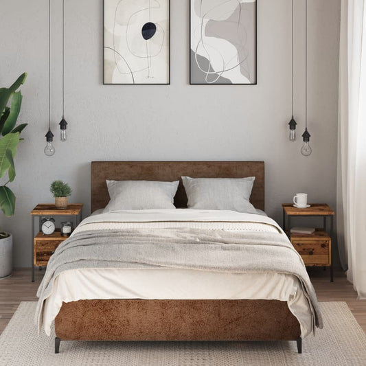 Bedside tables 2 pcs. Old wood look 34x36x50 cm wood material