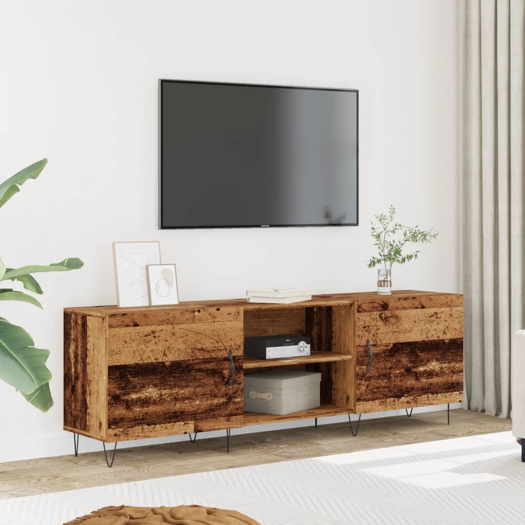 Meuble TV aspect bois de récupération 150x30x50 cm en bois