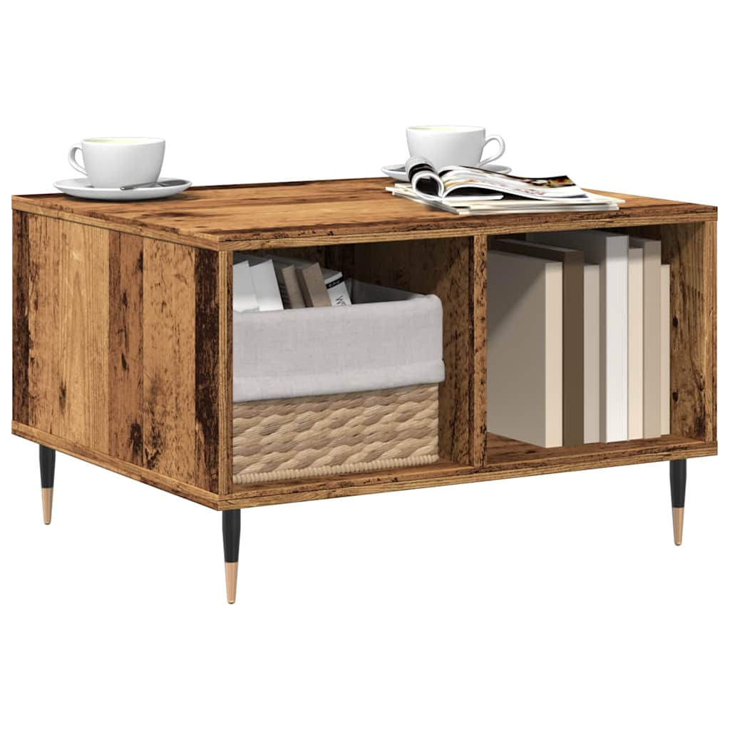 Table basse aspect bois récupéré 60x50x36,5 cm matériau bois