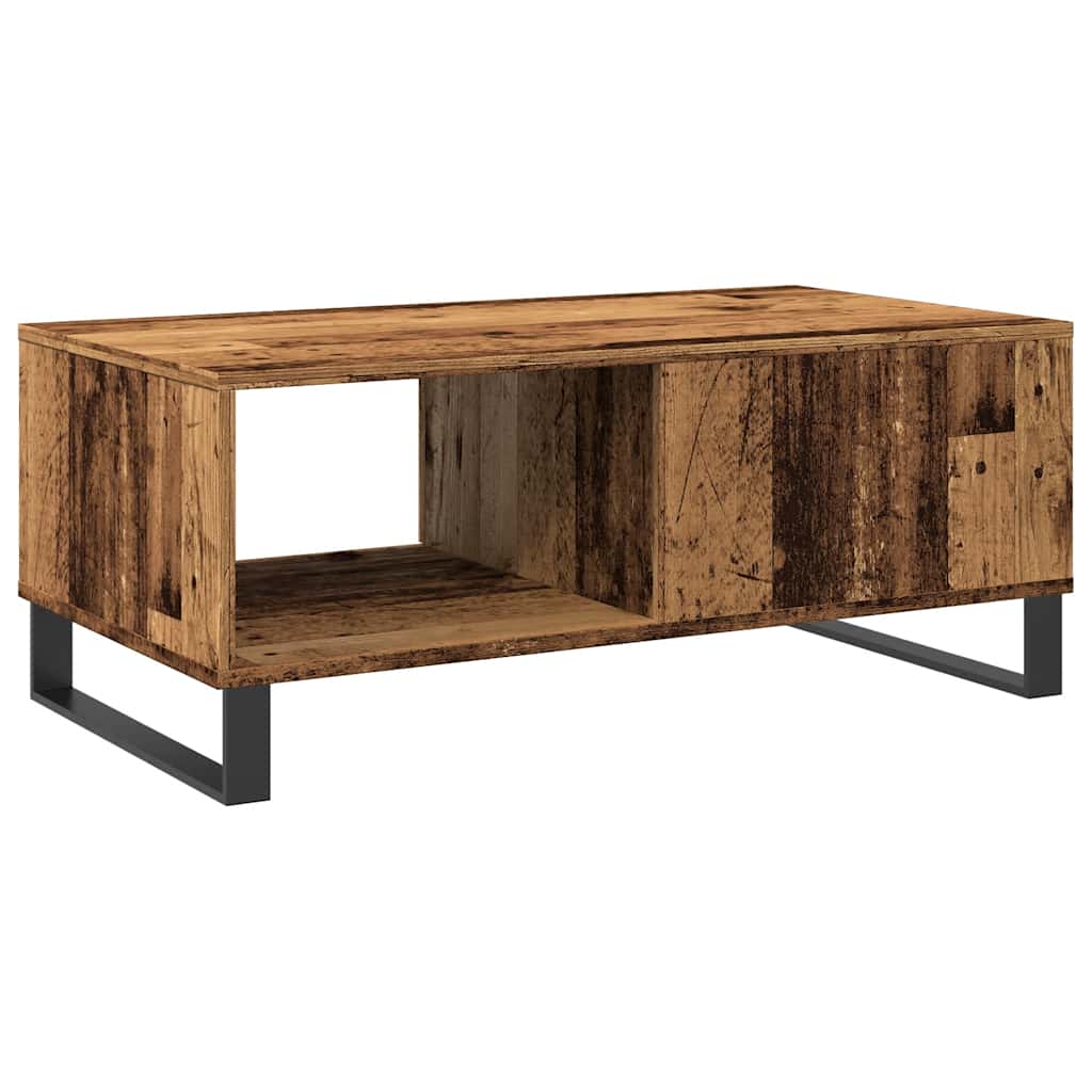 Table basse aspect bois de récupération 90x50x36,5 cm en bois