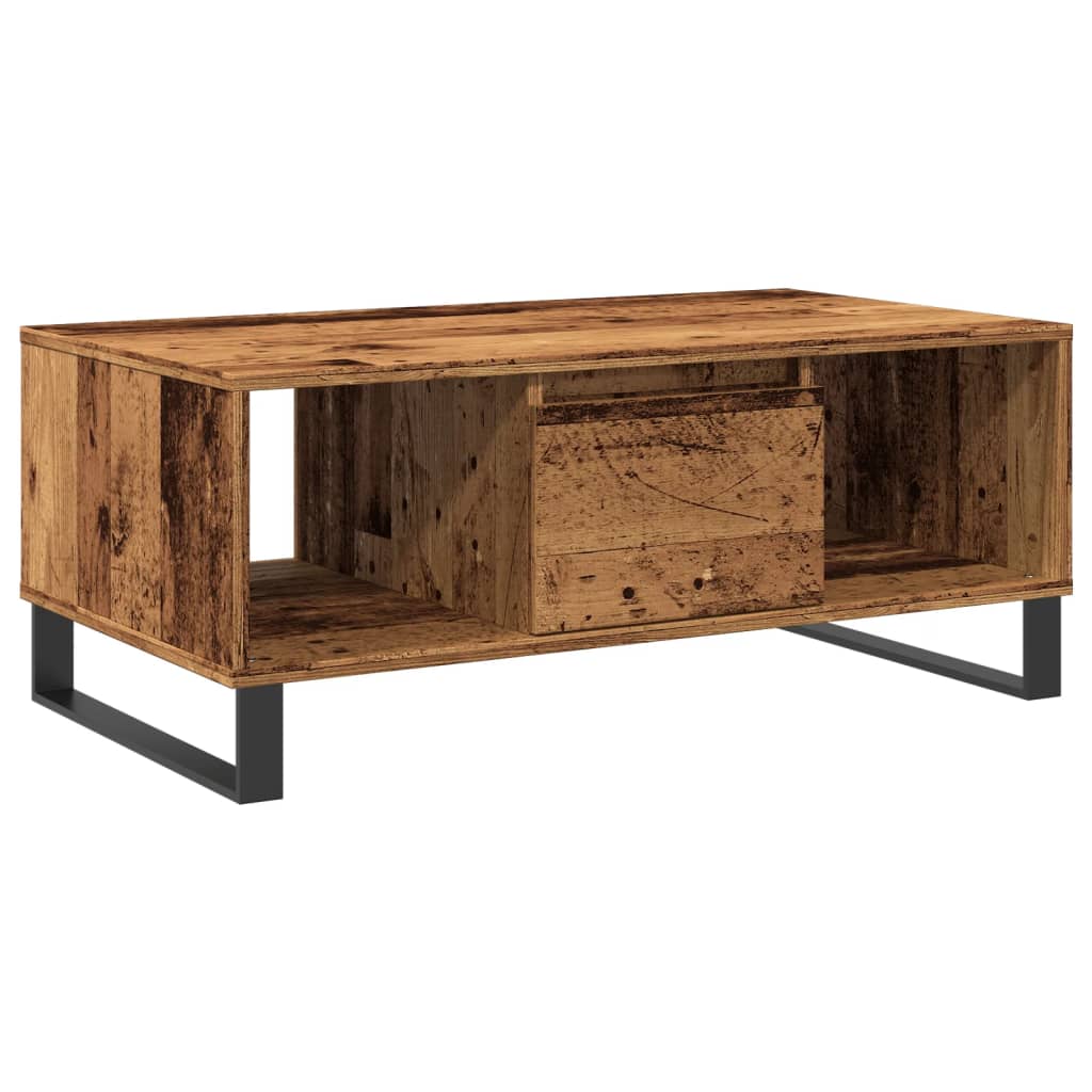 Table basse aspect bois de récupération 90x50x36,5 cm en bois