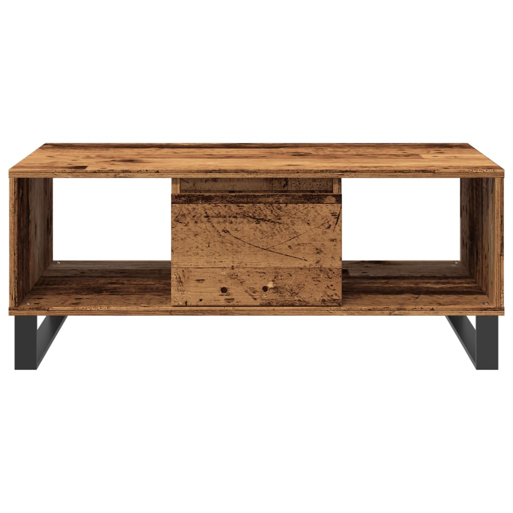 Table basse aspect bois de récupération 90x50x36,5 cm en bois