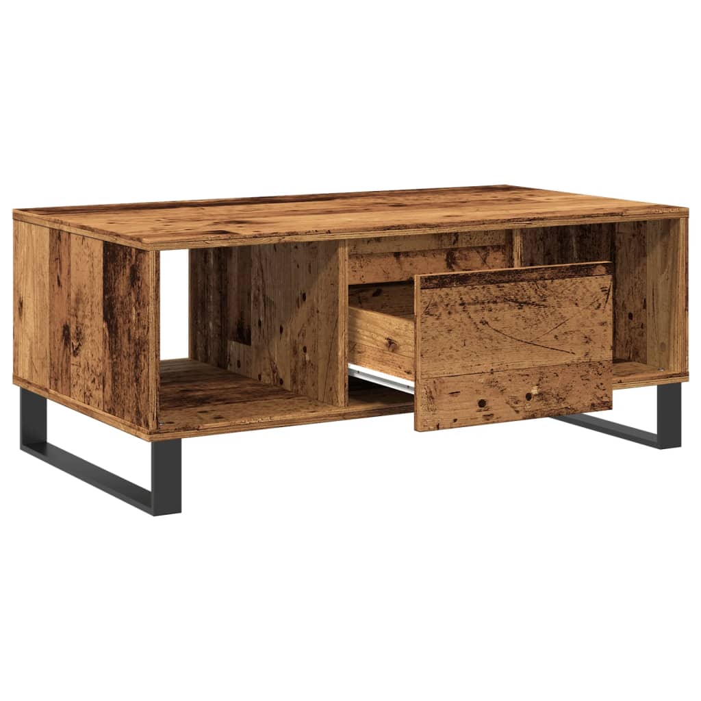 Table basse aspect bois de récupération 90x50x36,5 cm en bois